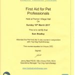 First Aid course for Dogs 2017